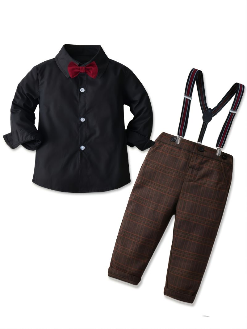 Dětské Chlapecké Formální Oblečení Soupravy Gentleman Motýlky Košile + Podvazky Kalhoty Outfity