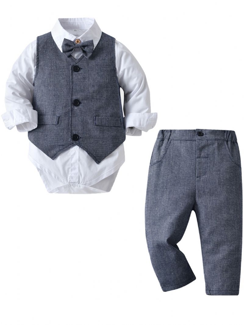 Děťátko Chlapci Gentleman Outfit Formální Oblek S Dlouhým Rukávem Set Oblečení