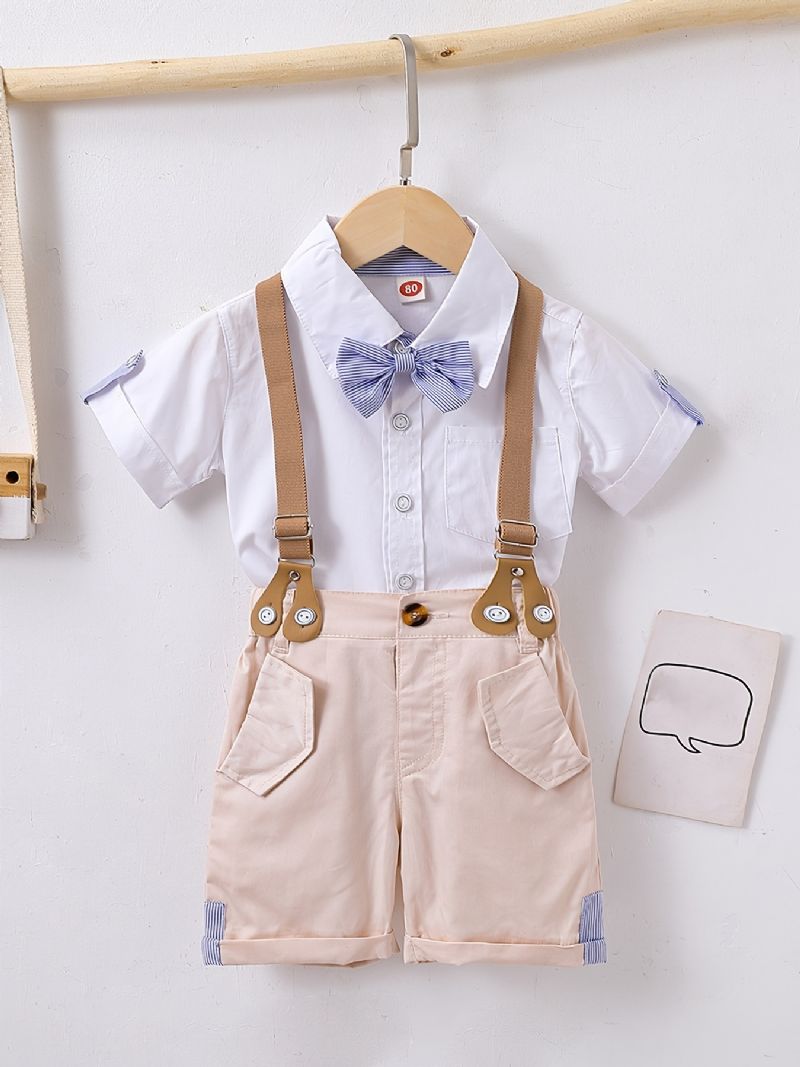 Děťátko Chlapci Gentleman Outfit Motýlek S Krátkým Rukávem Set Dětské Oblečení