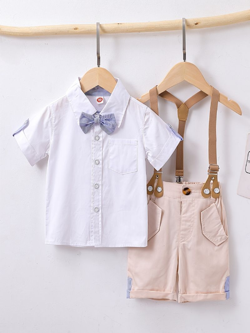 Děťátko Chlapci Gentleman Outfit Motýlek S Krátkým Rukávem Set Dětské Oblečení