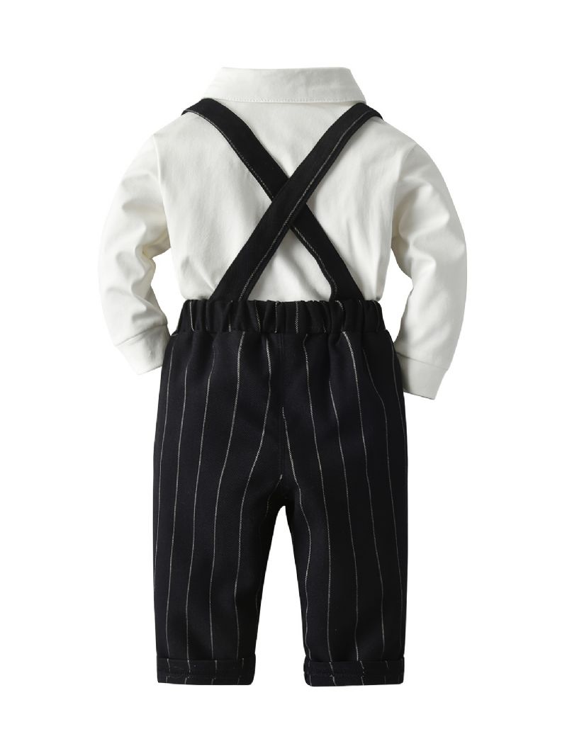 Děťátko Chlapci Gentleman Outfit Tričko S Motýlkem S Dlouhým Rukávem A Svislé Pruhované Kalhoty Set Dětské Oblečení