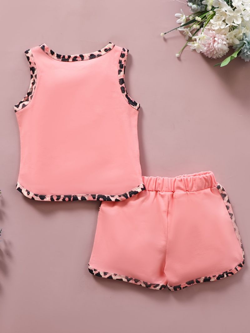 Děťátko Dívky Pink Letter Print Patchwork Tank & Shorts Set Summer Outfits