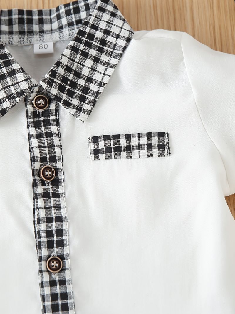 Kostkovaná Košile + Šortky S Krátkým Rukávem Pro Chlapce Dětské Oblečení