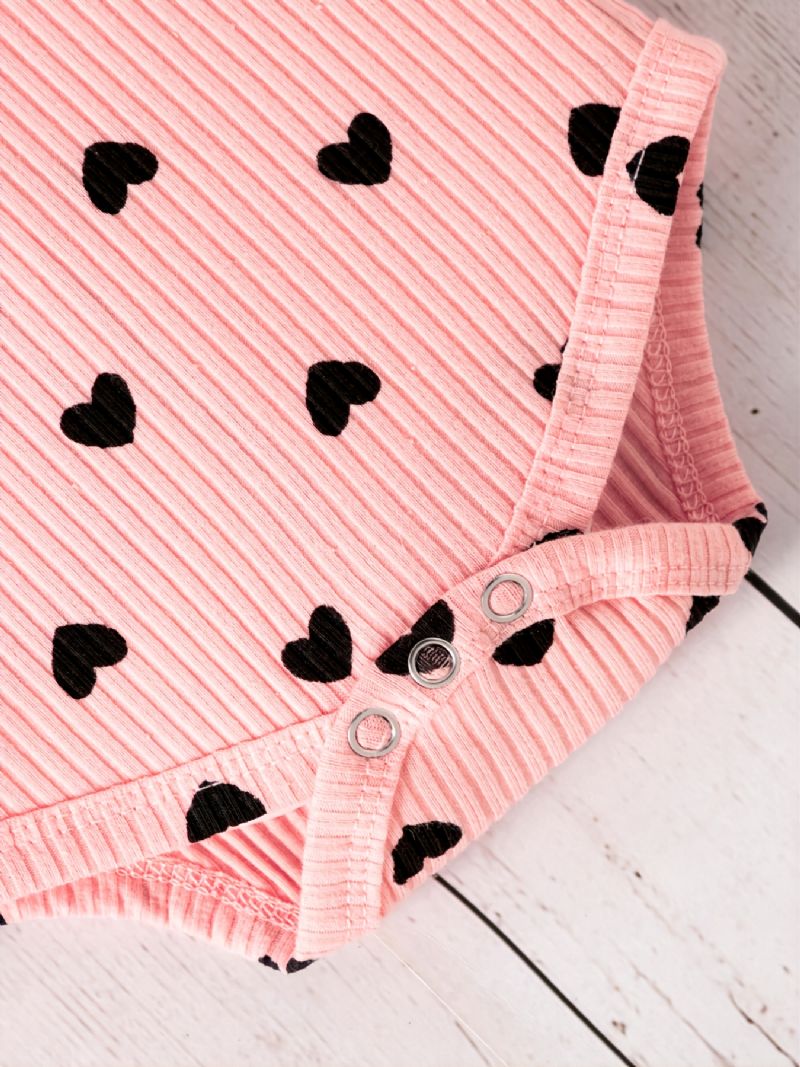 Podzimní Zimní Děťátko Dívky Heart Pattern Pink Bodysuit Set