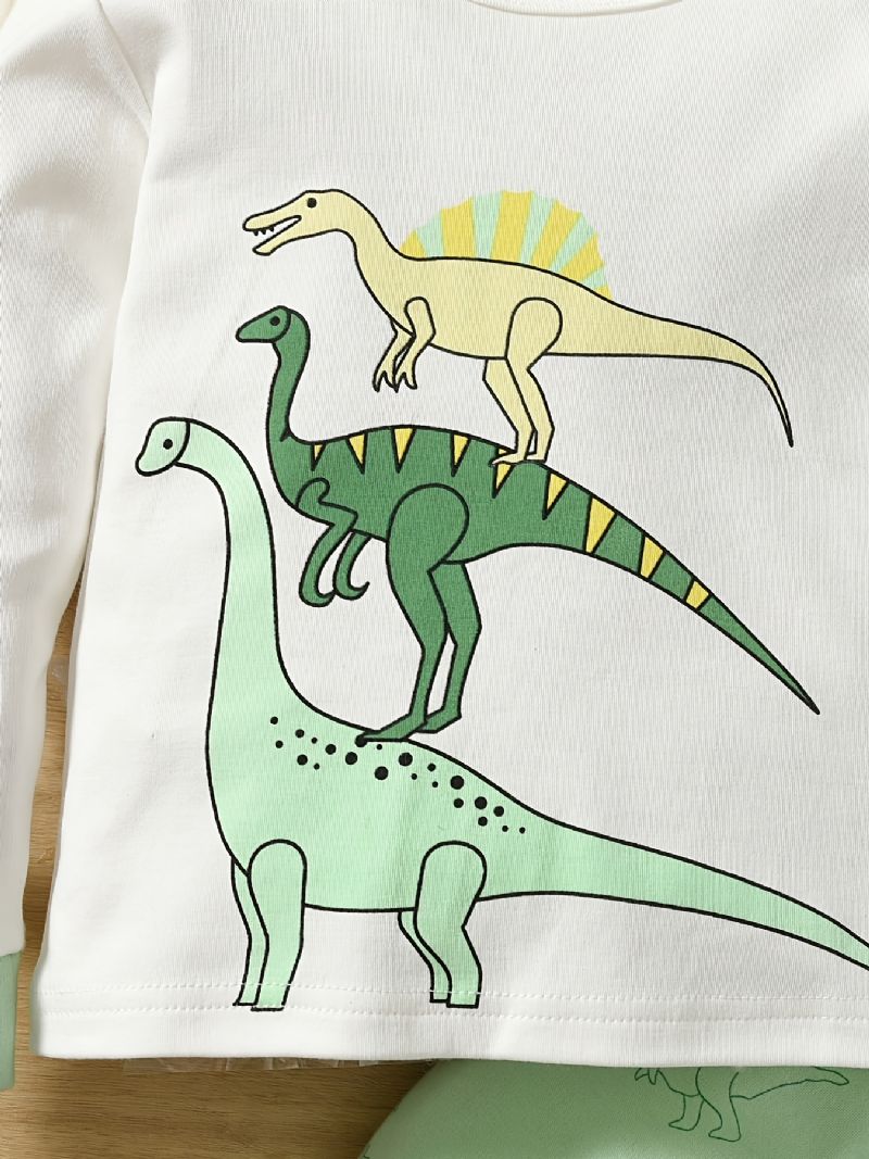 Sada 2ks Kreslených Dinosaurů S Dlouhým Rukávem Pro Chlapce A Dívky