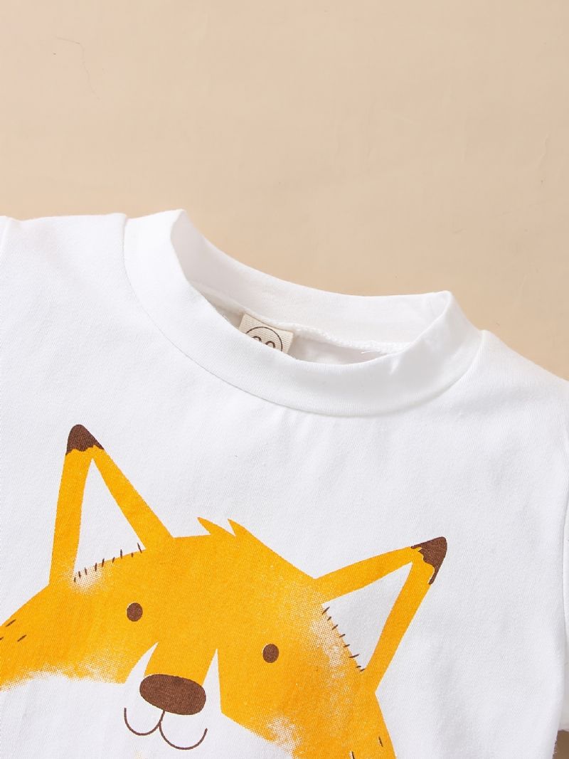 Sada Mikiny A Kalhot S Kulatým Výstřihem A Dlouhým Rukávem 2ks Děťátko Chlapci Fox Print Pullover