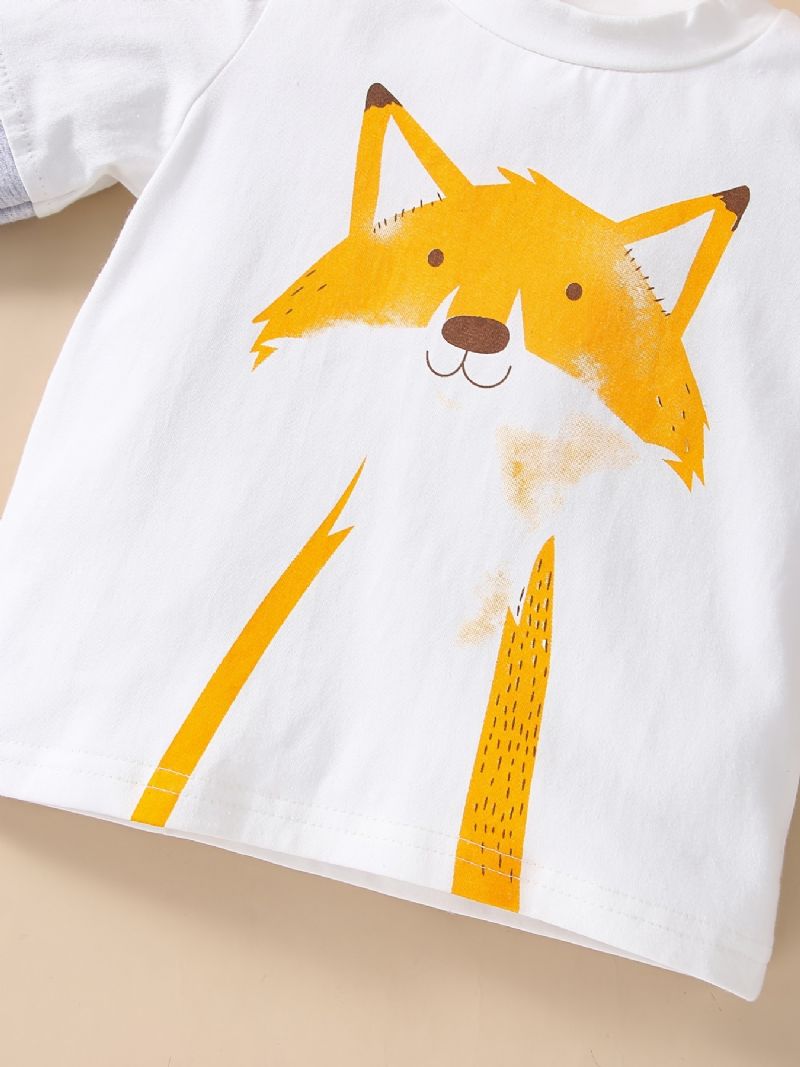 Sada Mikiny A Kalhot S Kulatým Výstřihem A Dlouhým Rukávem 2ks Děťátko Chlapci Fox Print Pullover