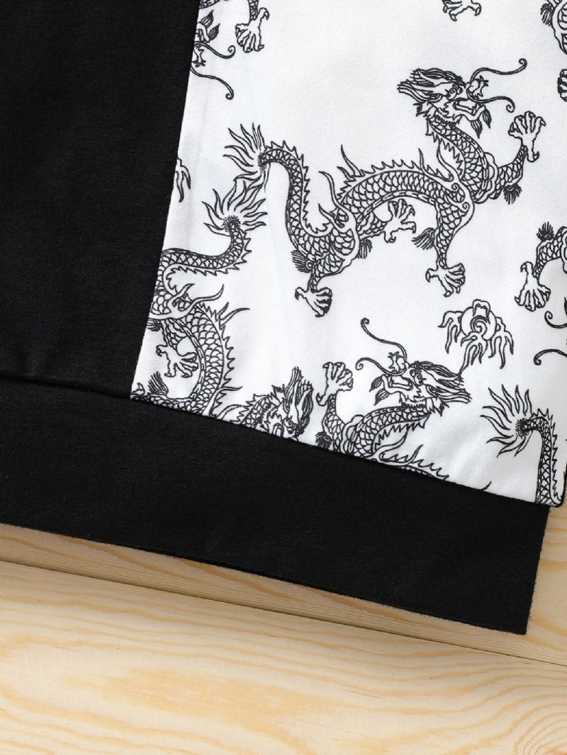 Sady Kalhot S Kulatým Výstřihem A Dlouhým Rukávem Pro Kluky Na Podzim A Zimu Dragon Print