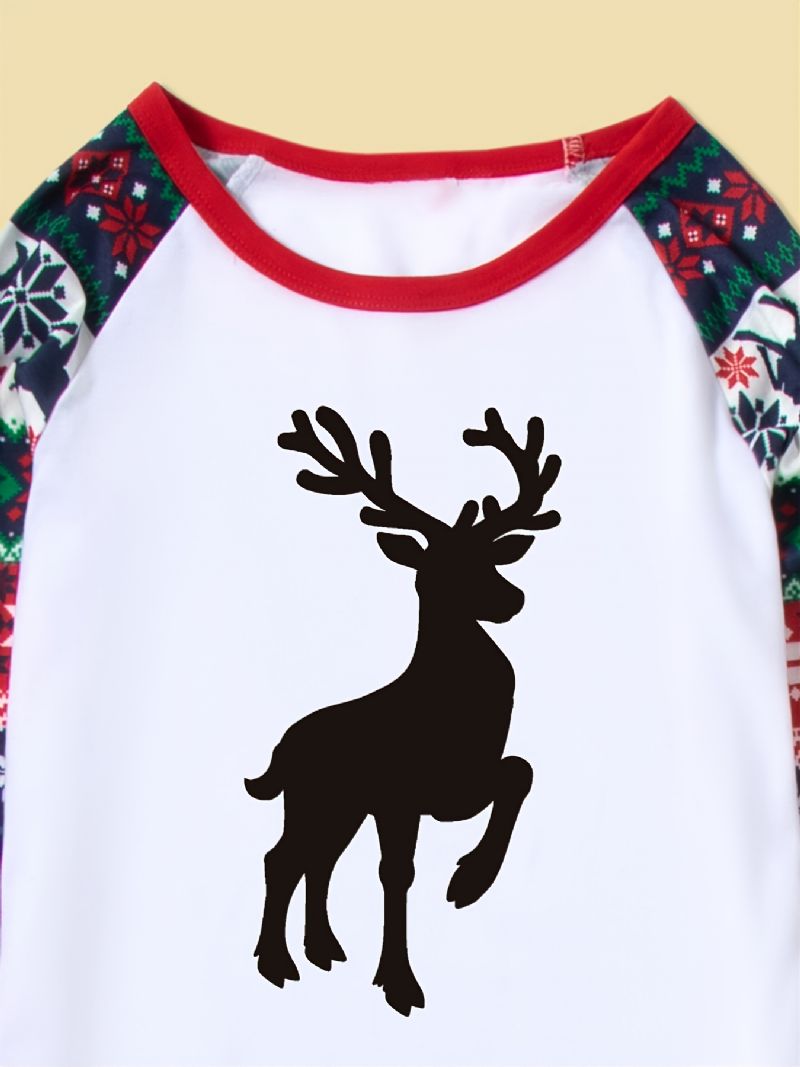 Vánoční Pyžamové Sady Pro Rodiče A Děti Pro Volný Čas Santa Elk Print