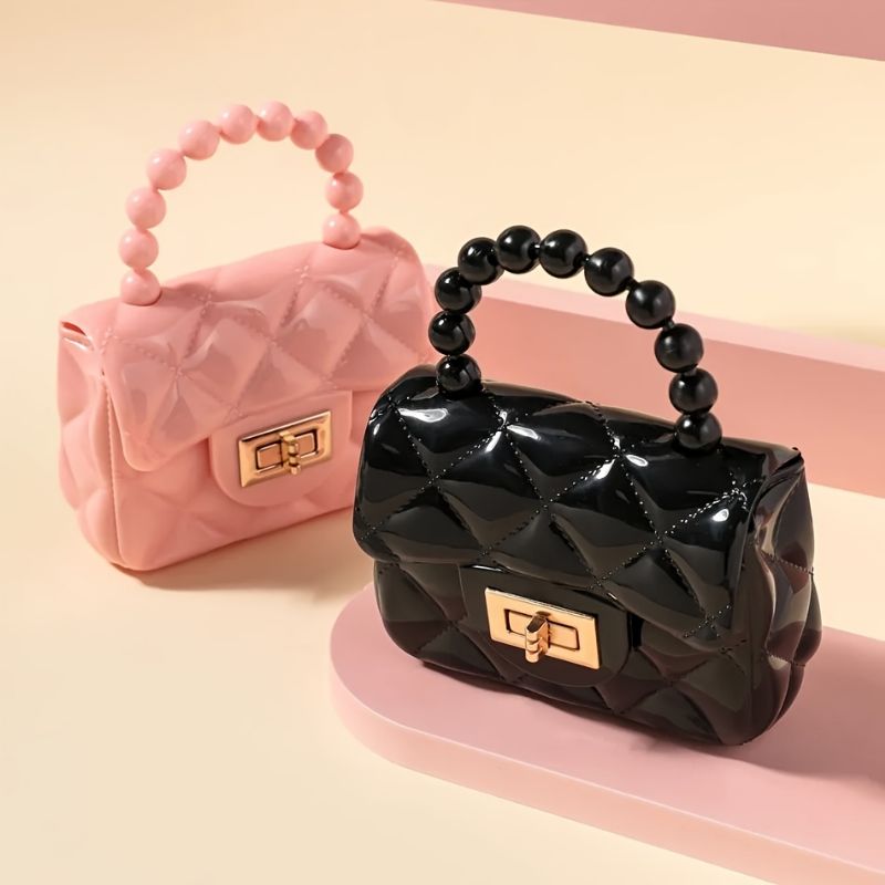 Dívčí Elegantní Barevná Perlová Taška Argyle Princess Handle Bag Peněženka Pro Party Dekorativní Doplňky