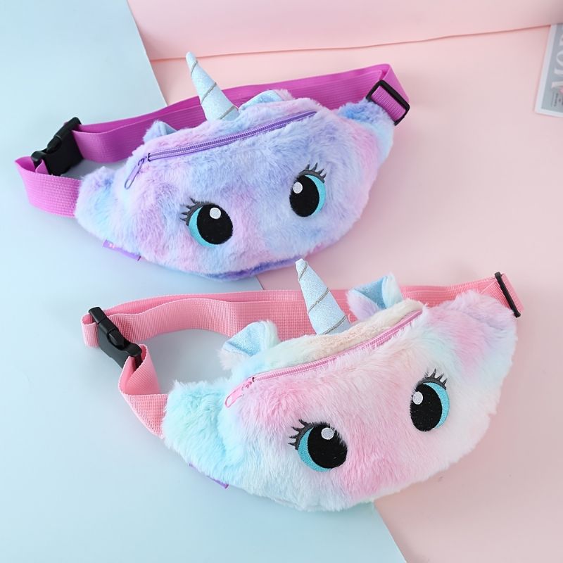 Dívčí Roztomilá Kreslená Plyšová Taška Do Pasu Unicorn Nastavitelná Kabelka Crossbody Na Párty Doplňky