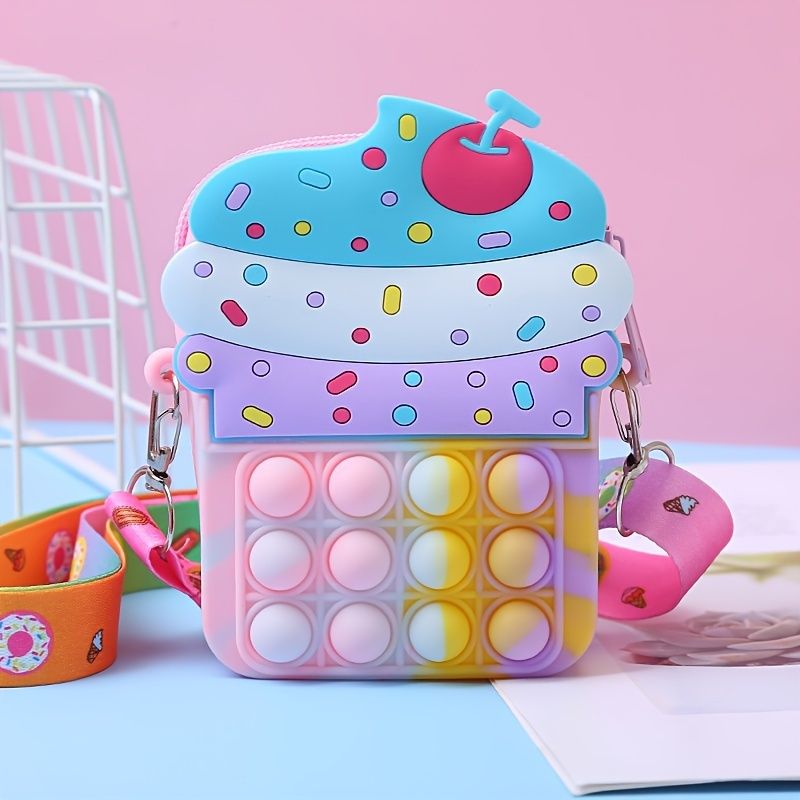 Dívčí Silikonová Roztomilá Taška Messenger Peněženka Dětská Dekompresní Pop Fidget Toys Vzdělávací Na Hračky