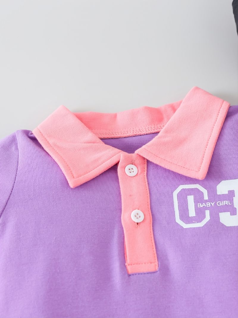 Dívčí Tričko Polo Pro Volný Čas Letter Print Šaty Purple & Pink