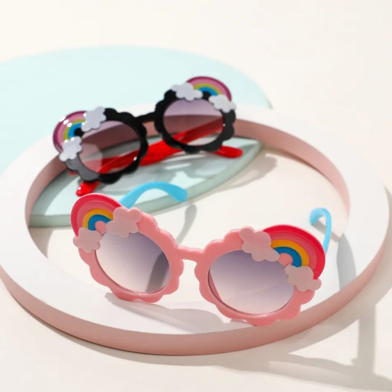1ks Dětských Roztomilých Kreslených Slunečních Brýlí Ve Tvaru Duhy S Uv Ochranou S Pouzdrem Na Brýle