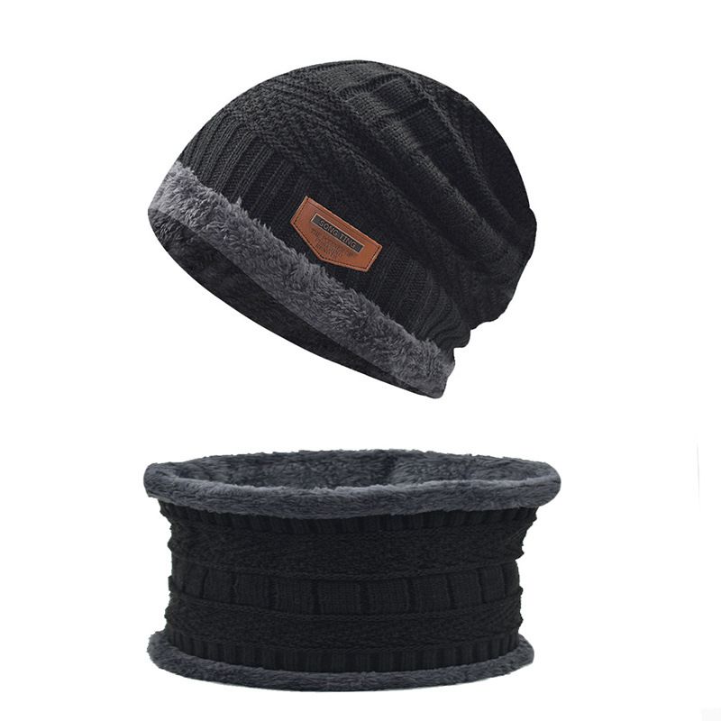 2ks Děťátko Beanie Pletená Čepice A Šála Set Jednobarevný Fleece Zahuštěný Teplá Zima Pro Chlapce Dívky