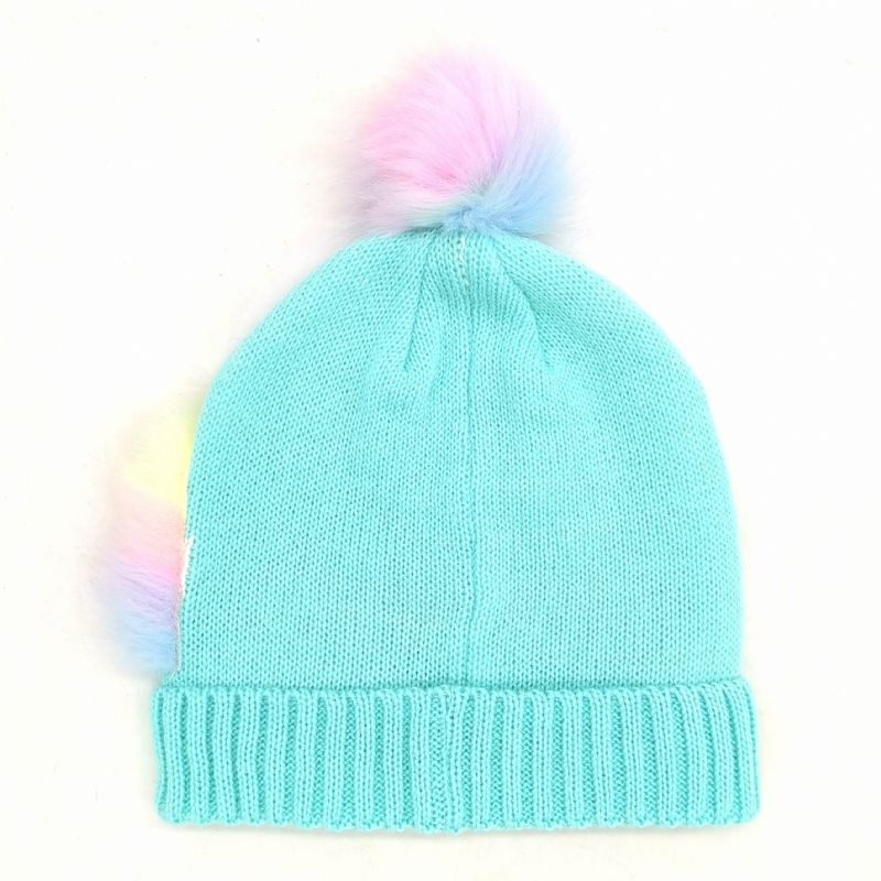 Dětská Dívčí Teplá Čepice Unicorn Pletená S Pom Pom Winter