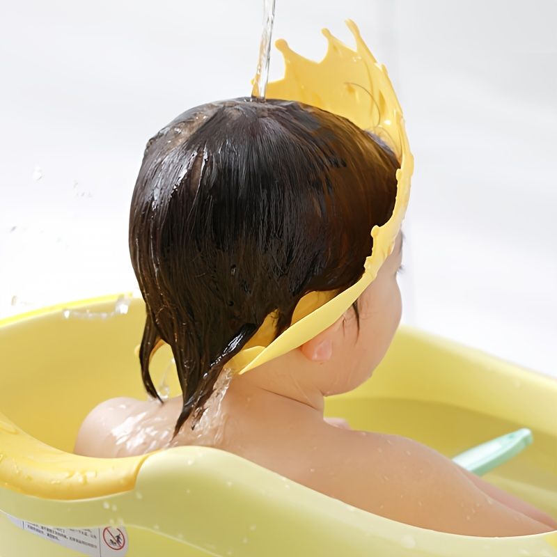 Kojenecká Čepice Voděodolný Šampon Pro Děti Batole Dívky Chlapci Chrání Uši Oči Roztomilý Tvar Korunky Dělá Dětskou Koupel Zábavnější (žlutá)