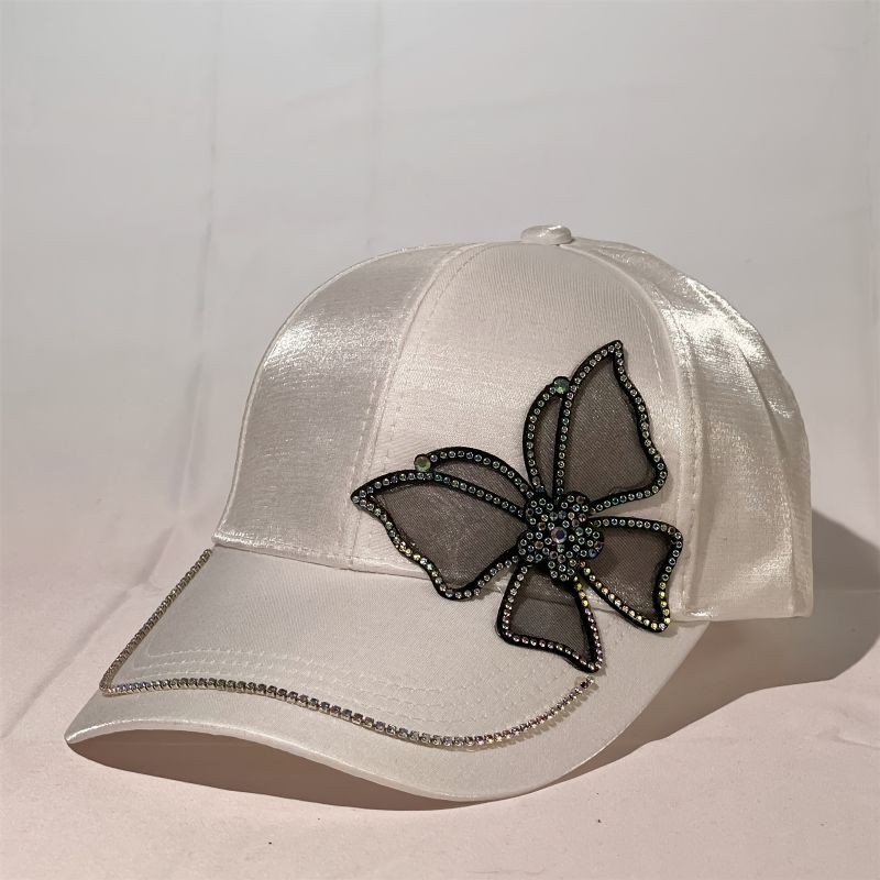 Ženy Dívky Butterfly Rhinestones Baseballové Čepice Klobouky Módní Bling Klobouk Proti Slunci S Cvočky Nastavitelný Hip Hop