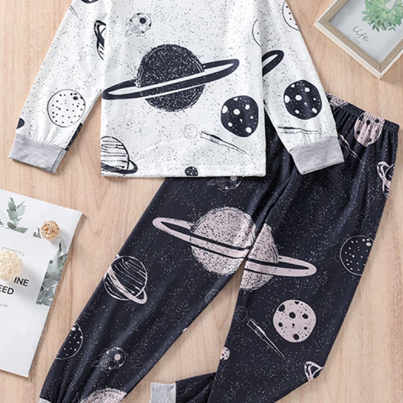 Chlapci Cosmic Print Crew Neck Top & Pants Loungewear