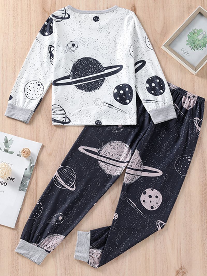 Chlapci Cosmic Print Crew Neck Top & Pants Loungewear