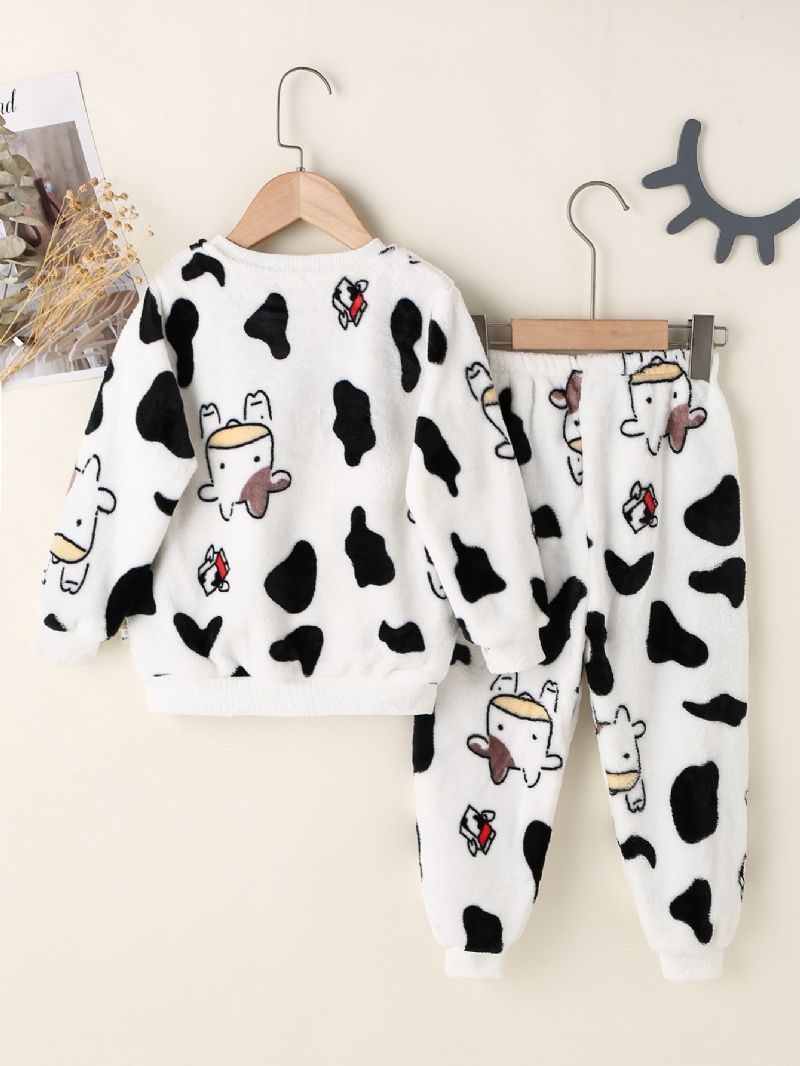 Chlapci Cow Print Dlouhý Rukáv & Kalhoty Set Lounge Wear Homewear Dětské Oblečení Na Zimu