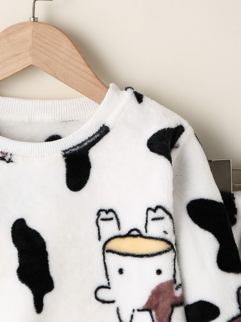 Chlapci Cow Print Dlouhý Rukáv & Kalhoty Set Lounge Wear Homewear Dětské Oblečení Na Zimu