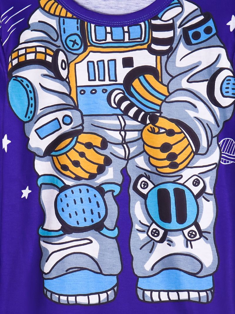 Chlapci Pyžamo Astronaut Print Set Top & Kalhoty S Kulatým Výstřihem A Dlouhým Rukávem