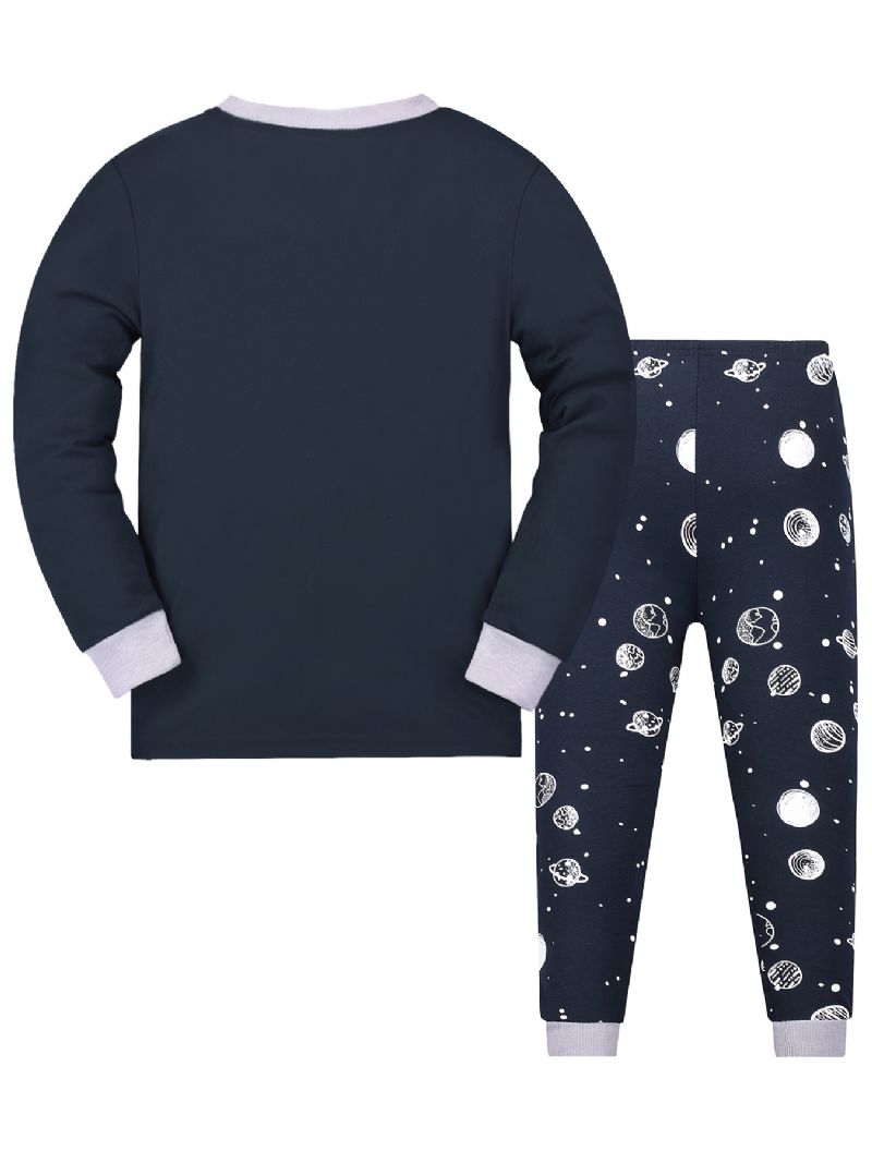 Chlapci Space Print Pyjamas Set Dlouhé Rukávy Kalhoty Set