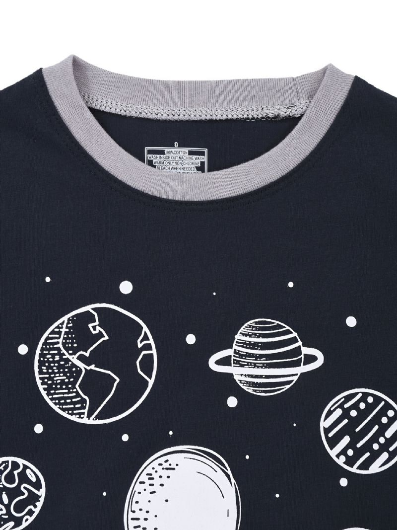 Chlapci Space Print Pyjamas Set Dlouhé Rukávy Kalhoty Set