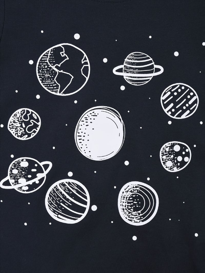 Chlapci Space Print Pyjamas Set Dlouhé Rukávy Kalhoty Set