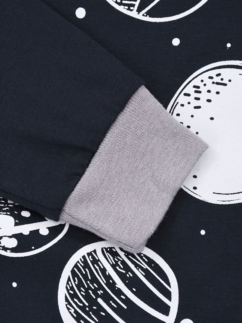 Chlapci Space Print Pyjamas Set Dlouhé Rukávy Kalhoty Set