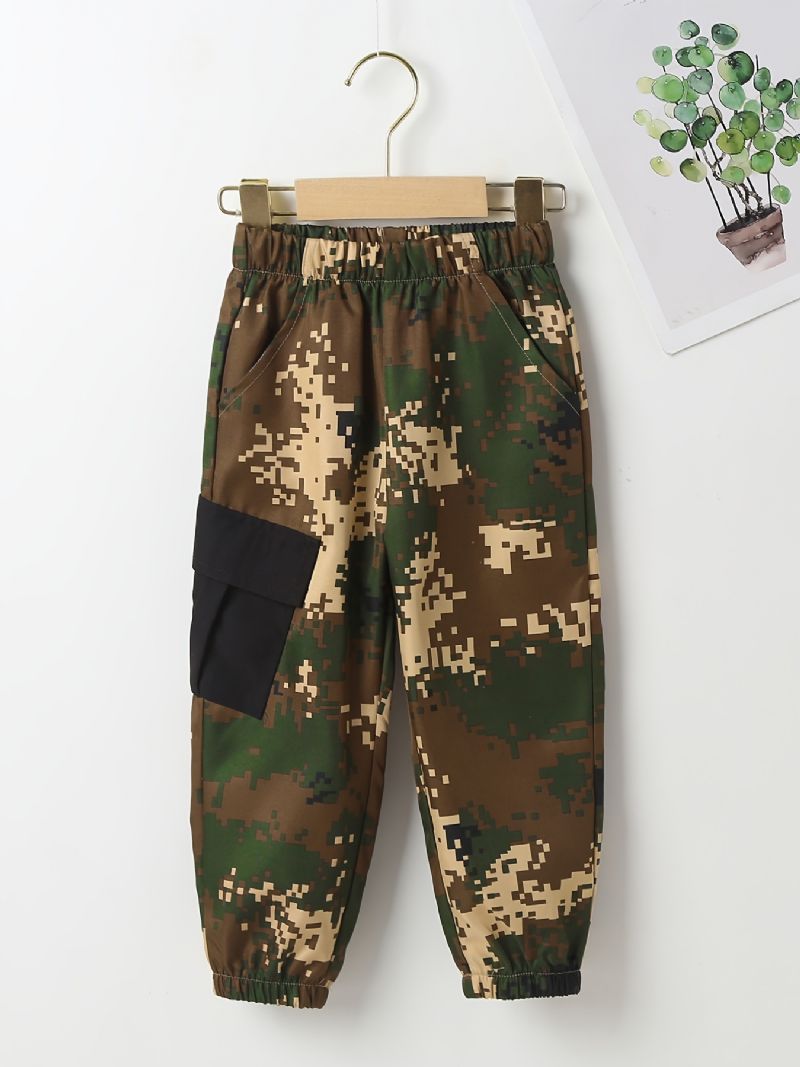 Chlapecké Ležérní Camo Tepláky Dětské Sportovní Jogger Kalhoty S Elastickým Pasem