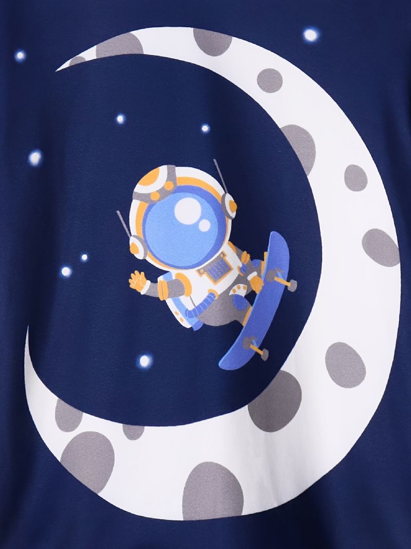 Chlapecké Pyžamo Moon Astronaut Print Set Top & Kalhoty S Kulatým Výstřihem A Dlouhým Rukávem