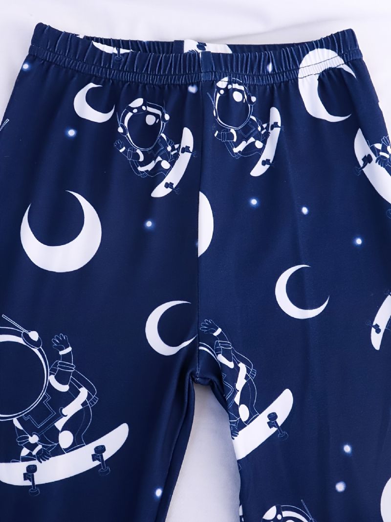 Chlapecké Pyžamo Moon Astronaut Print Set Top & Kalhoty S Kulatým Výstřihem A Dlouhým Rukávem