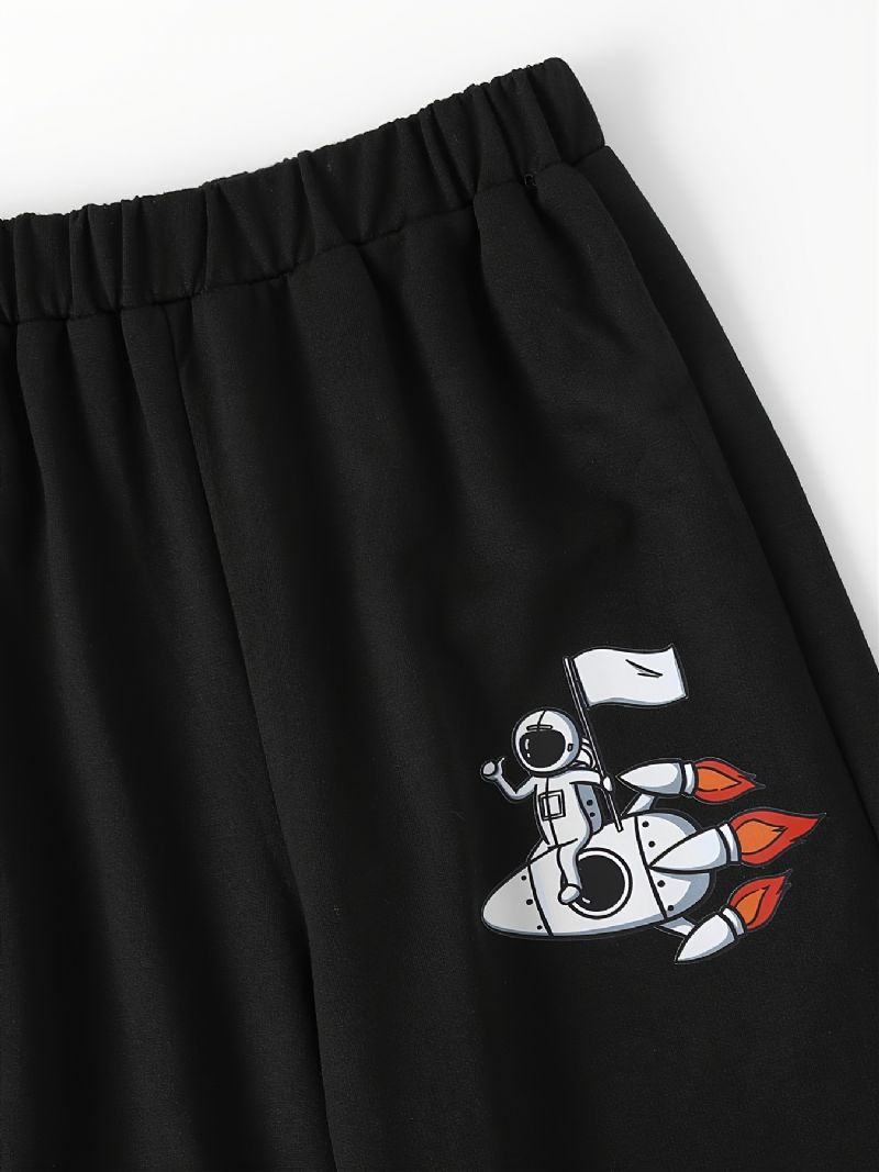 Chlapecké Tepláky Elastický Pas Astronaut Print Sportovní Jogger Kalhoty Dětské Oblečení