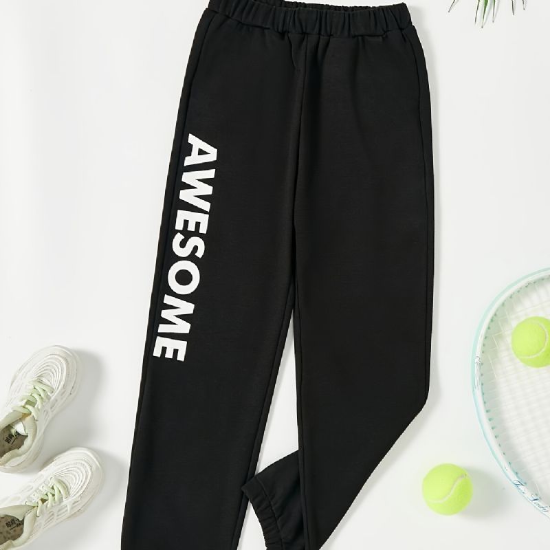 Chlapecké Tepláky S Elastickým Pasem Letter Print Sportovní Jogger Pants Dětské Oblečení