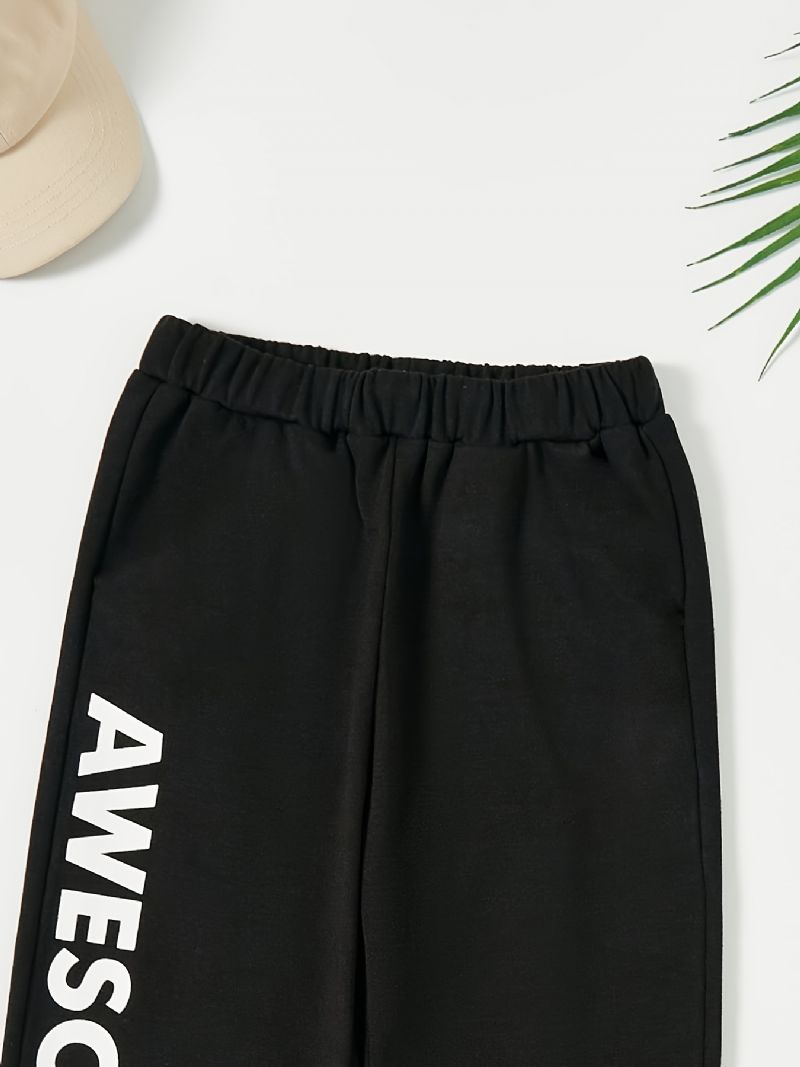 Chlapecké Tepláky S Elastickým Pasem Letter Print Sportovní Jogger Pants Dětské Oblečení