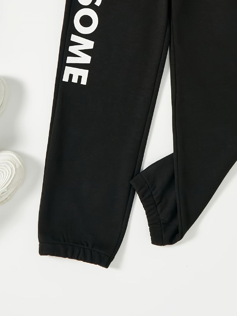 Chlapecké Tepláky S Elastickým Pasem Letter Print Sportovní Jogger Pants Dětské Oblečení