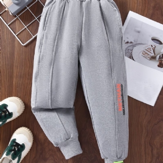 Chlapecké Tepláky S Elastickým Pasem Letter Print Sportovní Jogger Pants Dětské Oblečení