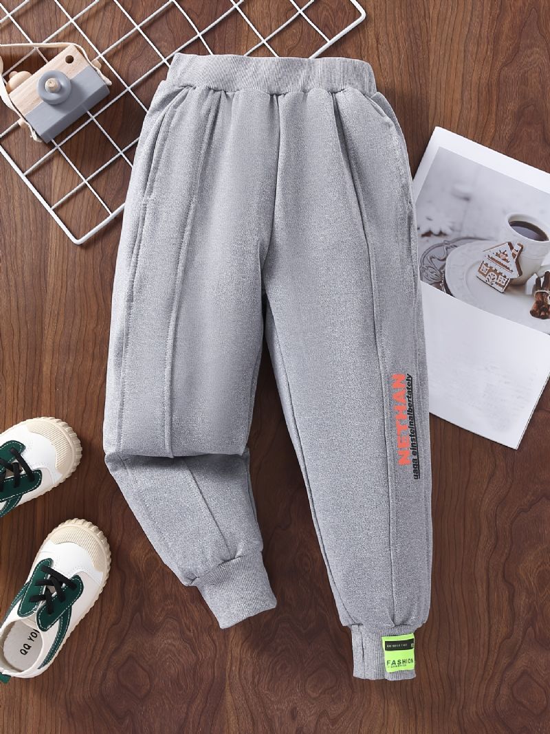 Chlapecké Tepláky S Elastickým Pasem Letter Print Sportovní Jogger Pants Dětské Oblečení