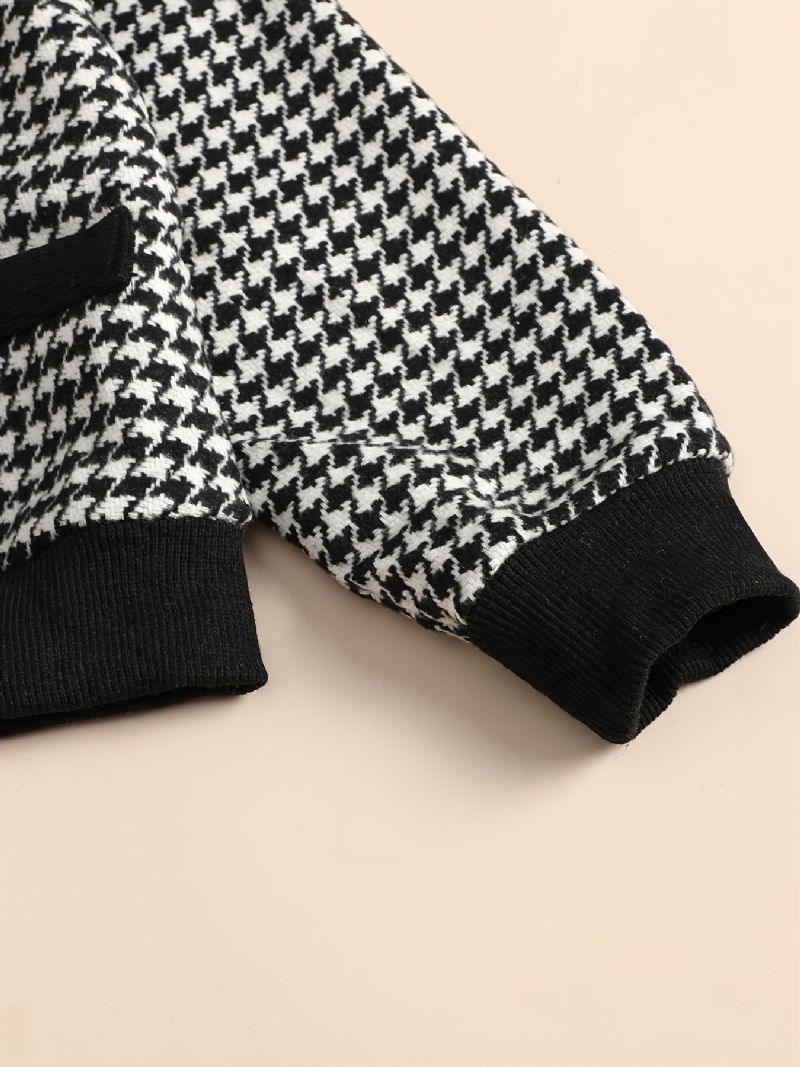 Dívčí Kostkované Topy Houndstooth S Knoflíky+ Kalhoty Na Podzim A Zimu Novinka