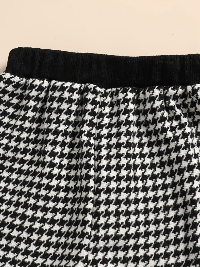 Dívčí Kostkované Topy Houndstooth S Knoflíky+ Kalhoty Na Podzim A Zimu Novinka