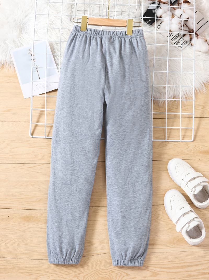 Dětské Dívčí Tepláky S Elastickým Pasem Letter Print Sportovní Jogger Pants Oblečení