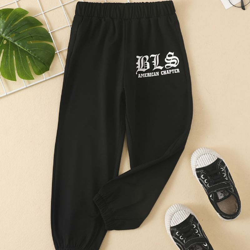 Dětské Dívčí Tepláky S Elastickým Pasem Letter Print Sportovní Jogger Pants Oblečení