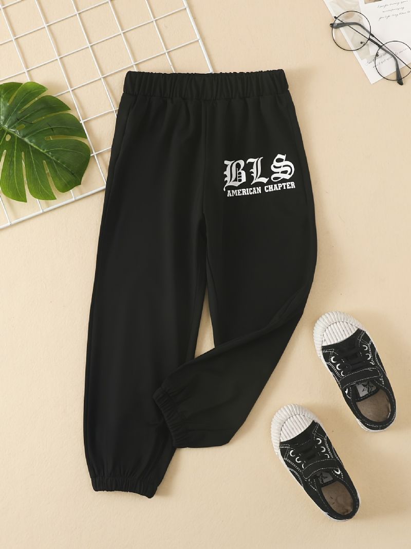 Dětské Dívčí Tepláky S Elastickým Pasem Letter Print Sportovní Jogger Pants Oblečení