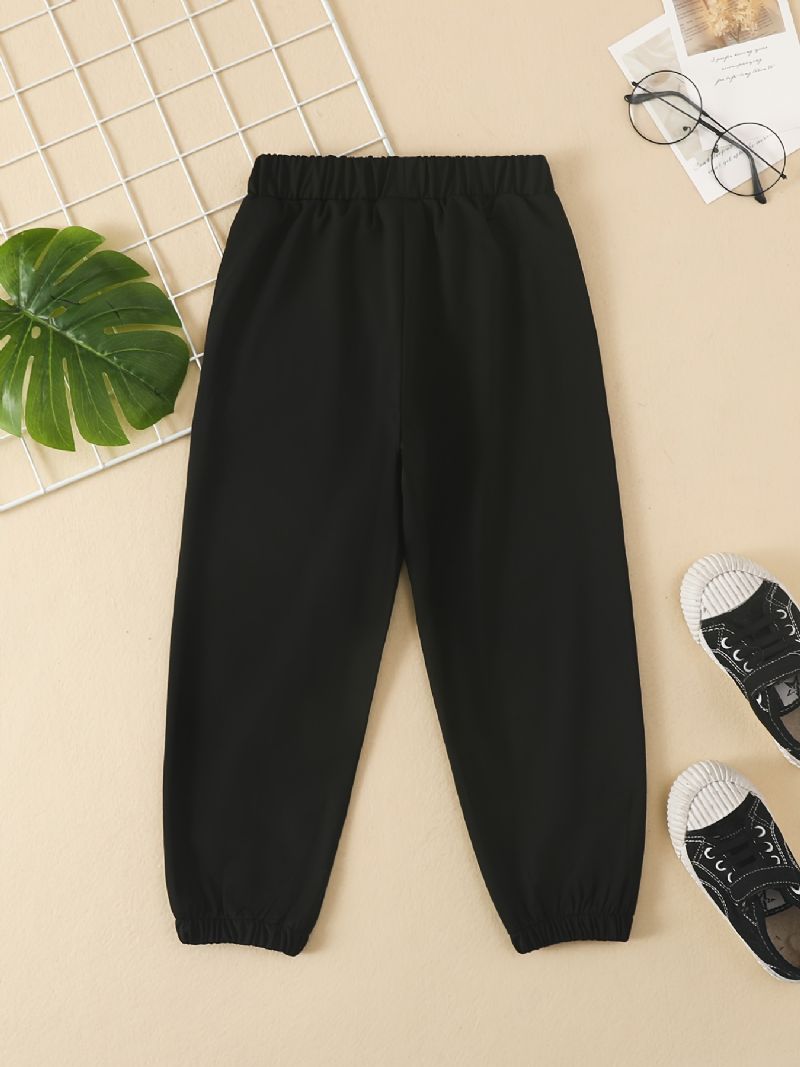 Dětské Dívčí Tepláky S Elastickým Pasem Letter Print Sportovní Jogger Pants Oblečení