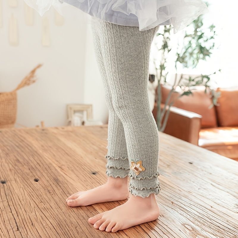 Dětské Dívčí Stretch Měkké Legíny Volánkový Úplet Punčocháče Bez Nohou Kalhoty Oblečení