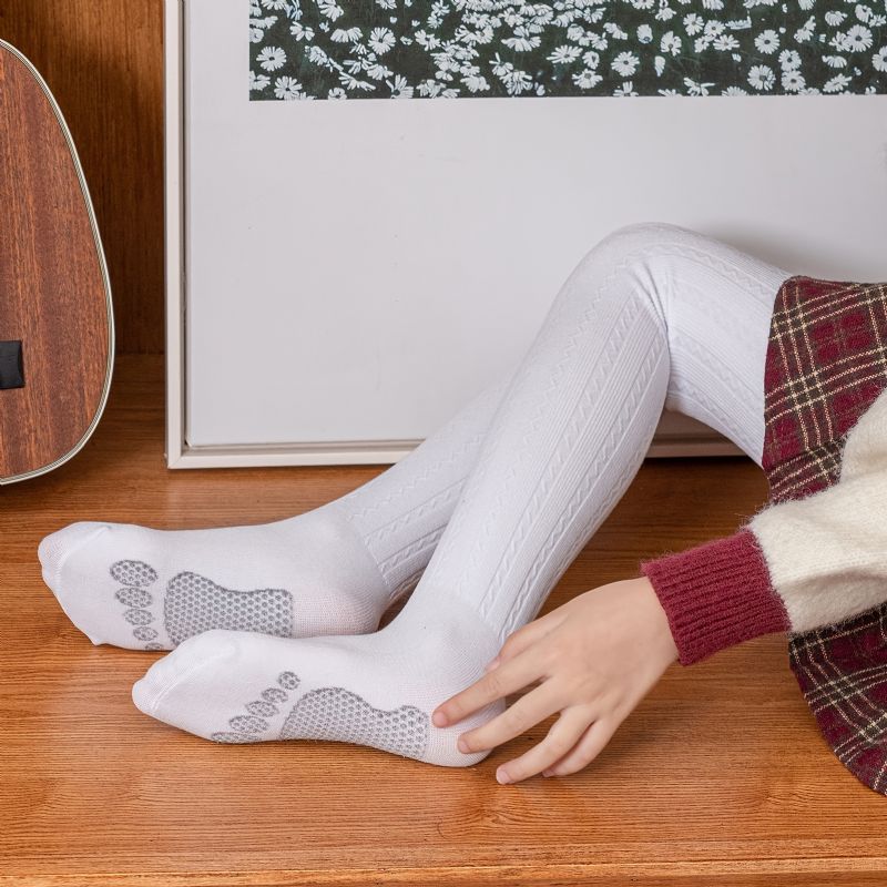 Dívčí Jednobarevné Protiskluzové Úpletové Punčochové Kalhoty Legíny Punčochy Měkké Zateplené Dětské Oblečení