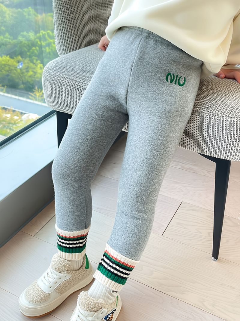 Dívčí Stretch Soft Legíny Fleece Teplé Kalhoty Dětské Oblečení