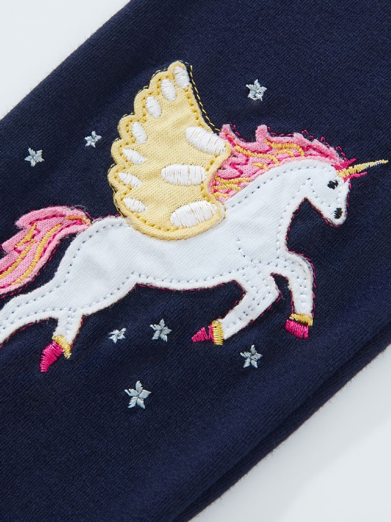 Dětské Dívčí Stretch Měkké Legíny Star Unicorn Vyšívací Kalhotky Oblečení